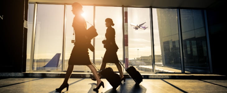 Two flight attendants at airport